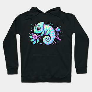 Chameleon Pastel Holographic Reptile Kawaii Cute Chibi Hoodie